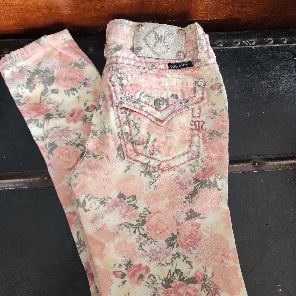 Miss Me Cargo Pink Floral Skinny Jeans with Embroidered Pocket